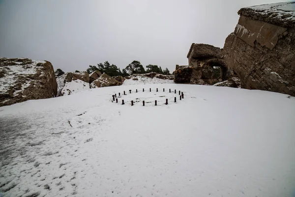 Rovine Del Vecchio Forte Guerra Liepaja Lettonia Nella Nevosa Giornata — Foto Stock