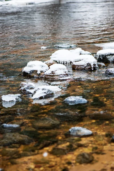 Malerischer Blick Auf Wald Amata Fluss Winter Lettland — Stockfoto