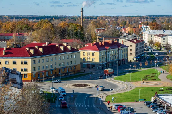 Légi Felvétel Gyönyörű Város Valmiera Lettország — Stock Fotó