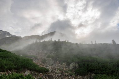 Tırmanma dağ Vadisi Slovakya üzerinden puslu bulut