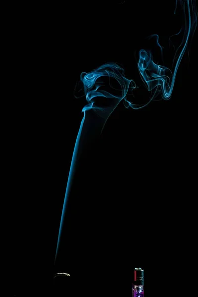 Pohled Kouře Černém Pozadí Plochu — Stock fotografie