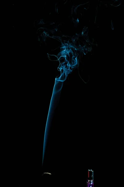 Vista Ravvicinata Del Fumo Sfondo Nero — Foto Stock