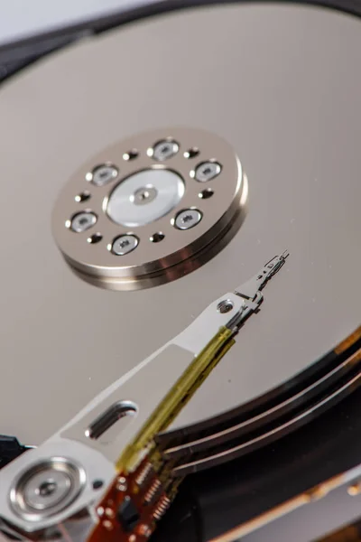 Zblízka Pohled Pevného Disku Rotující Podrobnosti Počítači — Stock fotografie