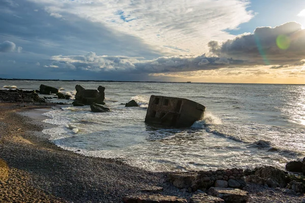 Rovine Vecchio Forte Guerra Liepaja Durante Tramonto Lettonia — Foto Stock