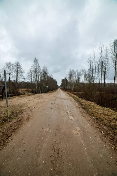 Lege Platteland Weg Tijdens Lente Seizoen — Stockfoto