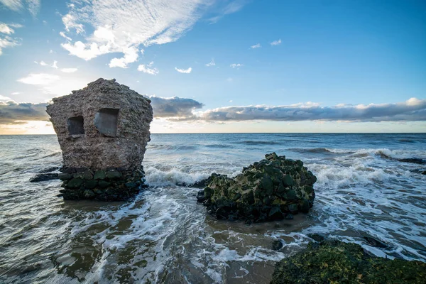 Romjai Régi Háború Fort Liepaja Során Naplemente Lettország — Stock Fotó