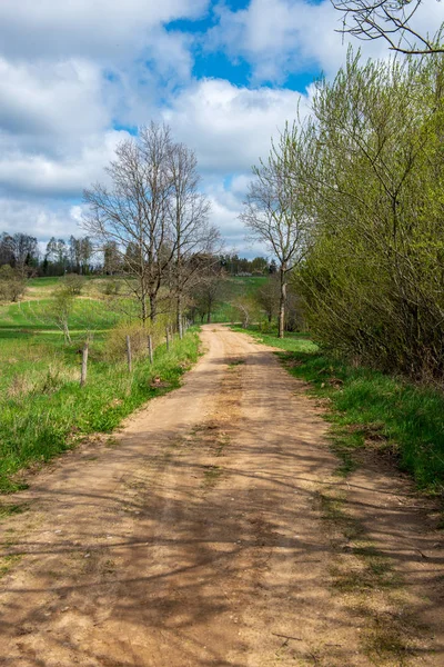Camino Rural Vacío Durante Temporada Primavera — Foto de Stock