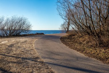 Kışın yol boş asfalt doğal görünümü