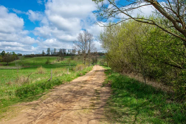 Camino Rural Vacío Durante Temporada Primavera — Foto de Stock