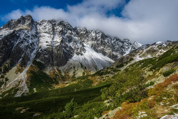 Montagne Tatra Slovacche Estate Verdi Pendii Con Cime Innevate Giornata — Foto Stock