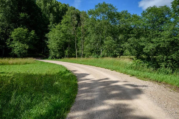 Empty Country Gravel Road Mud Puddles Bumps Dirty Road Surface — Stock Photo, Image