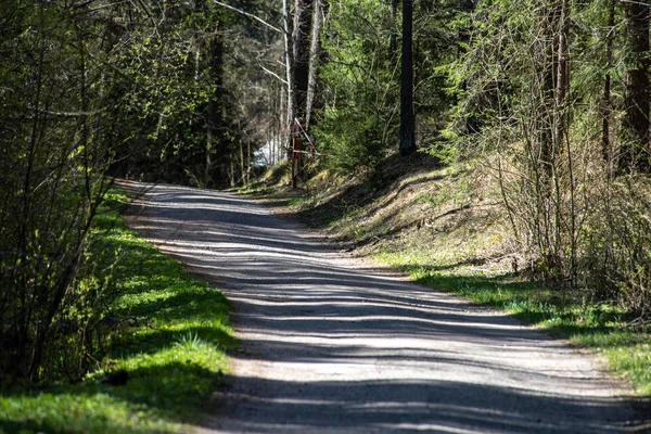 boş ülke stabilize yol çamur ile su birikintileri ve darbelere. kirli yol yüzeyi kum ve küçük taşlarla