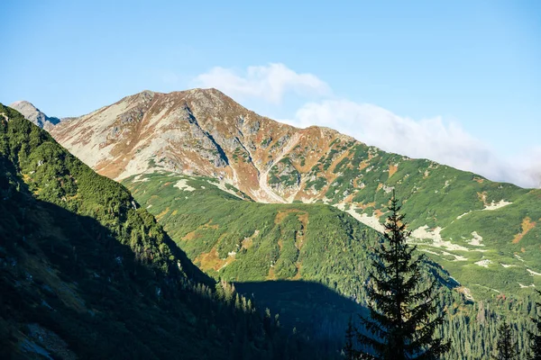 Die Hohen Gipfel Des Slowakischen Tatra Gebirges Vor Blauem Himmel — Stockfoto