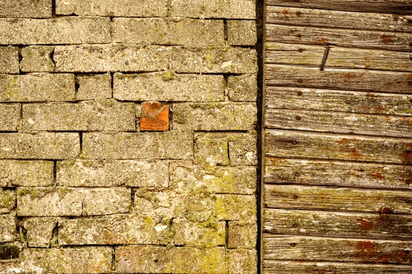 Vecchio muro di mattoni in campagna — Foto Stock