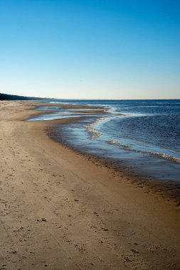 denizin kenarında boş kumlu plaj