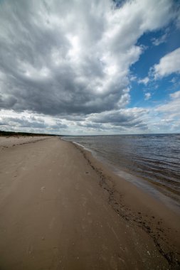 denizin kenarında boş kumlu plaj