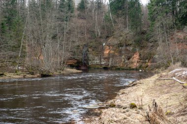 nehir yüzen buz blokları ile kışın Letonya gauja