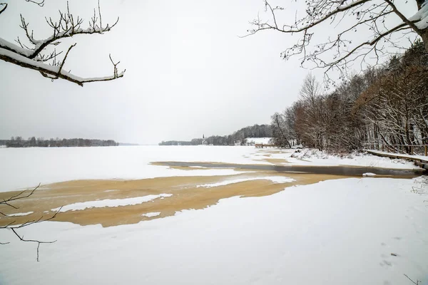 Frozen bodies of water in deep winter under snow — Stock Photo, Image