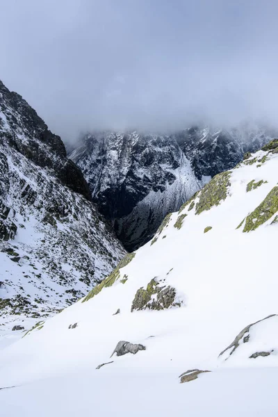 Neve Coberto Montanha Trilhas Turísticas Eslováquia Final Outono — Fotografia de Stock