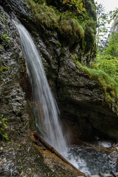 Horských Skalnatých Řeka Lese Vodopádem Podzim — Stock fotografie