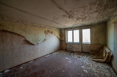 Şehir Skrunda Letonya terk edilmiş askeri binalar