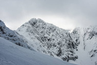 turistik rotalar Slovakya tatra Dağları'nda kar kaplı