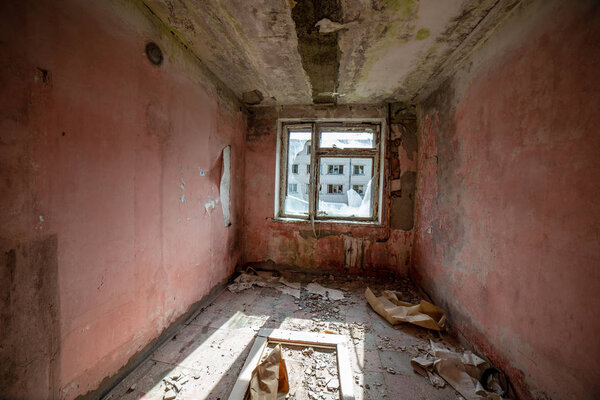 interrior of old military building in latvia