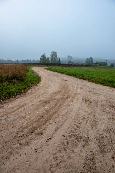 Strada asfaltata vuota in autunno — Foto Stock