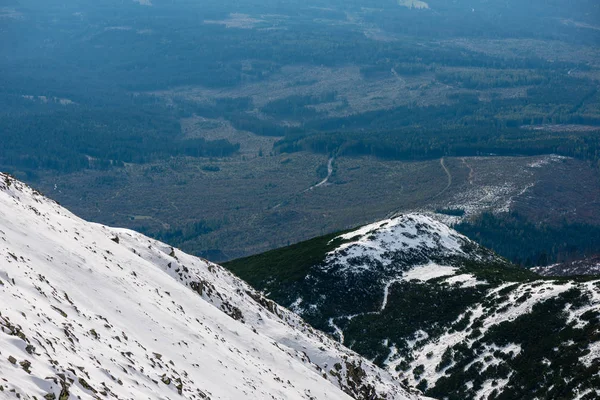 Sommets Enneigés Sentiers Touristiques Slovaquie Tatra Vue Randonnée Hivernale — Photo