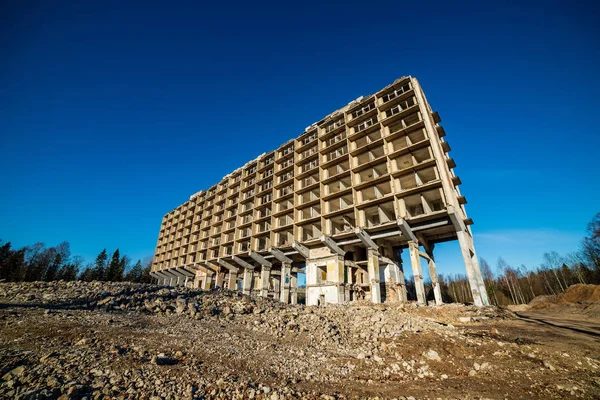 Ruins Old White Brick Building Demolition — Stock Photo, Image