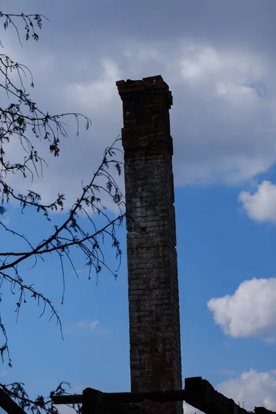 Abandoned burned down house details — Stock Photo, Image