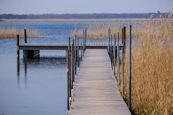 wooden plank foothpath boardwalk trampoline in the lake