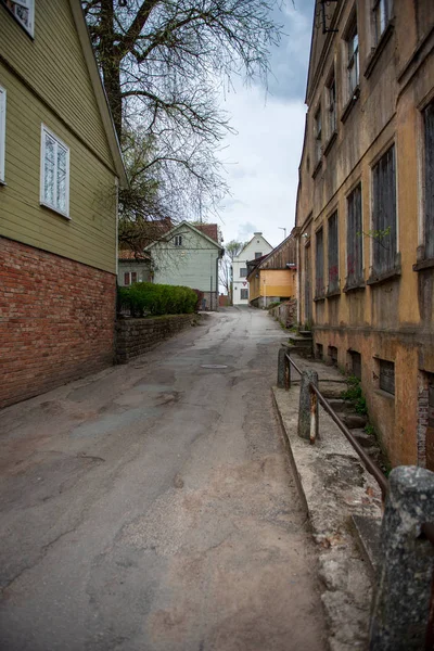 Informace Architektuře Budov Starého Města Kuldiga Lotyšska Letní Čas — Stock fotografie