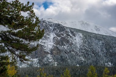 slovakya tatra dağlarında yürüyüş için kar kaplı turistik yollar. bulutlar ve mavi gökyüzü ile güneşli kış günü