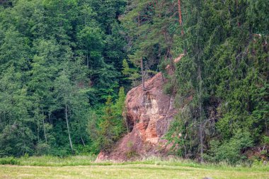 ormanda nehir kıyısında doğal kum taş kayalıklar