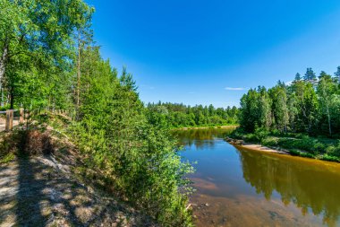 ormanda nehir kıyısında doğal kum taş kayalıklar