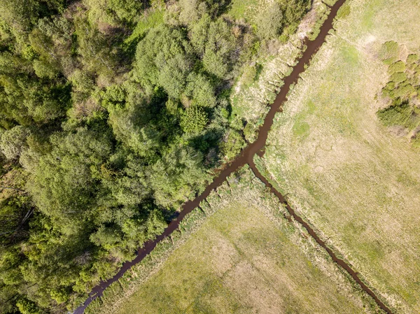 Aerial view of countryside fields and forests in green summer da — Stock Photo, Image