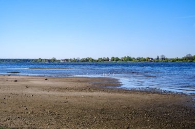 doğal ağaçlar ve yeşil otlaklar ile ilkbaharda nehir kıyısı