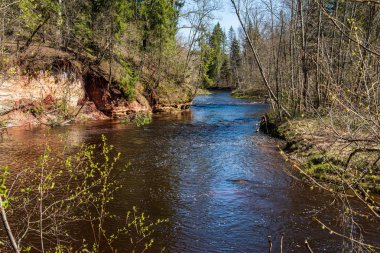 sakin kırsal göl Nehri su ve bulut yansımaları ile 