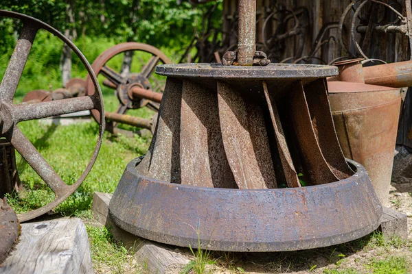 old rusty metal parts from old instruments and mechanics