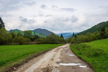 ilkbaharda basit kırsal kir yol