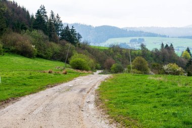 ilkbaharda basit kırsal kir yol