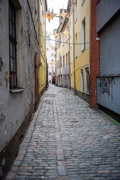 Arkitektur oplysninger om bygning i Riga centrum, Letland - Stock-foto