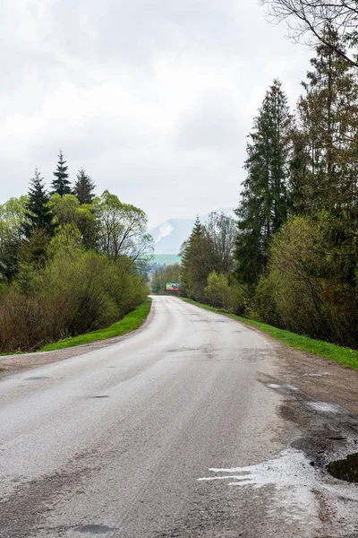 Simple countryside dirt road in spring — Stock Photo, Image