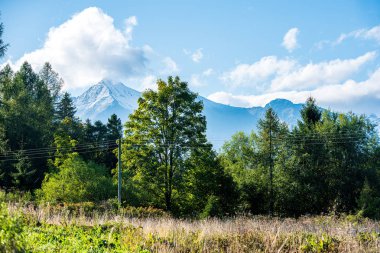 güneşli bir günde Slovakya'daki tatra dağlarının panoramik manzarası 