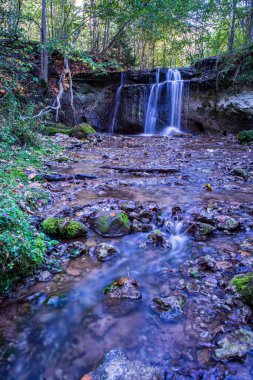 kayalık körfez ve şelaleler ile orman nehri