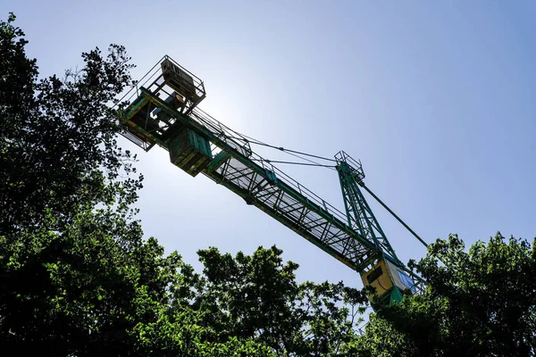 Construction crane lifting things in nature — Stock Photo, Image