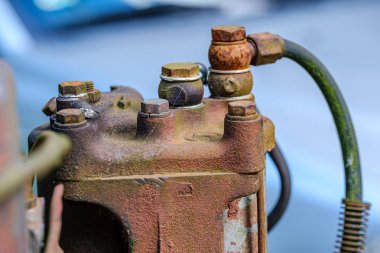 vintage retro traktör paslı detayları yakın