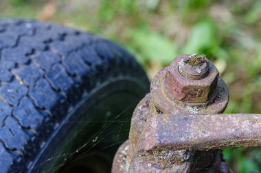 vintage retro traktör paslı detayları yakın