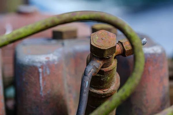 Vintage retro tractor rusty details close up — Stock Photo, Image